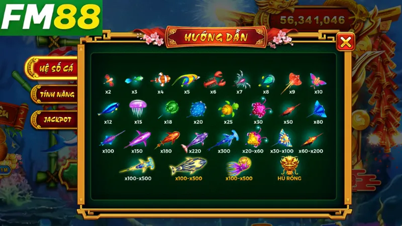 Tỷ Phú Đại Dương FM88- Tìm Hiểu Bí Quyết Chơi Tuyệt Vời 2 Các loại cá trong bắn cá tỷ phú đại dương FM8